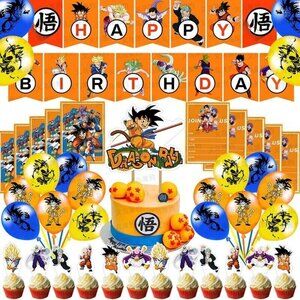Dragonball Z birthday party decoration, balloons, cake topper, banner